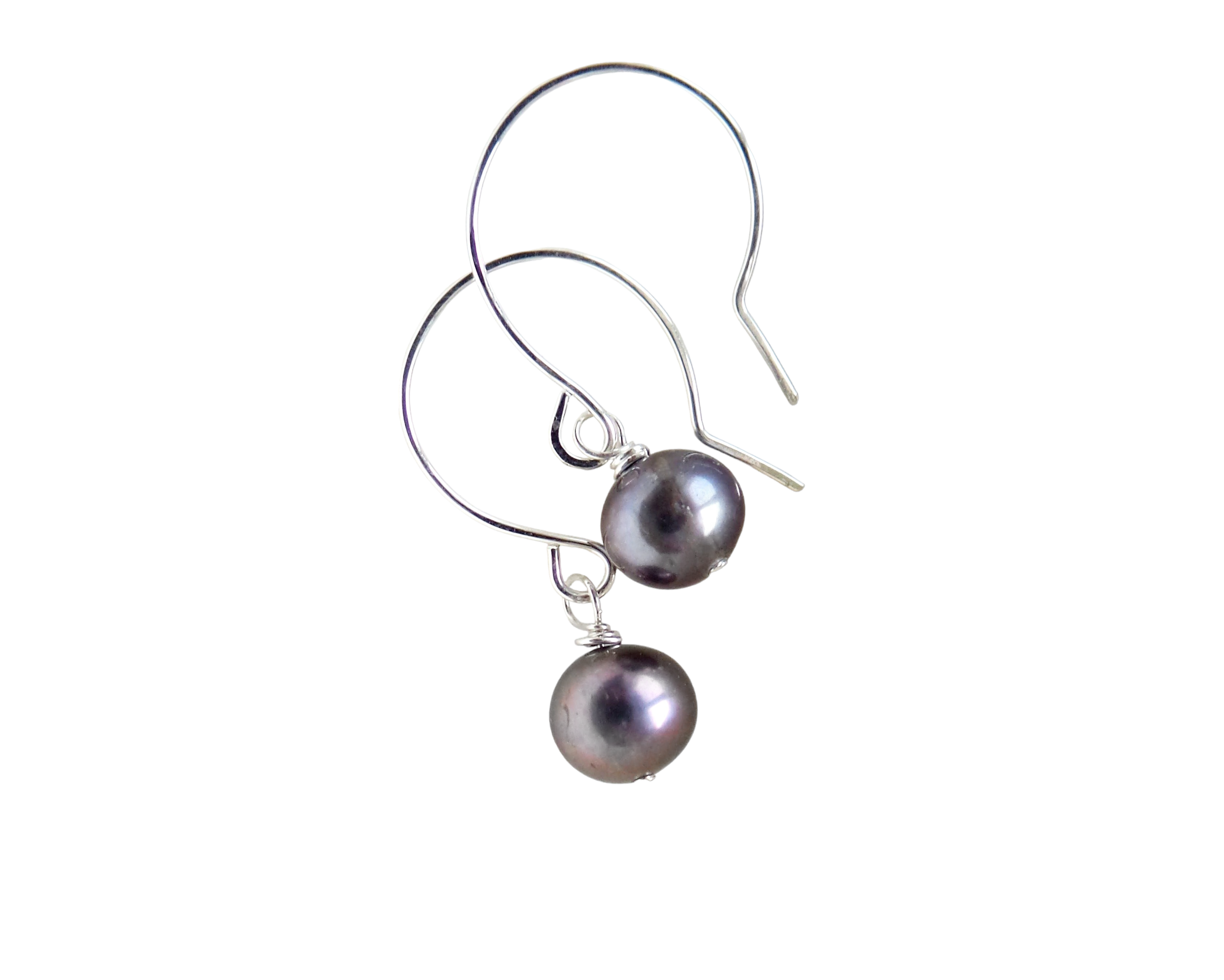 Silver Raindrop Grey Mother of Pearl Earrings – NinaBreddal
